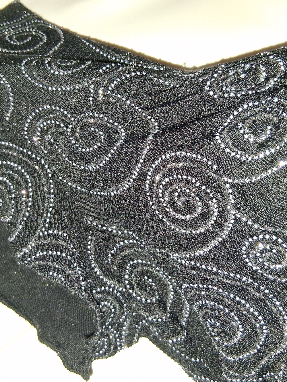Dressbarn COLLECTION Black Sparkle Swirl Cap Sleeve Top - Picture 3 of 13